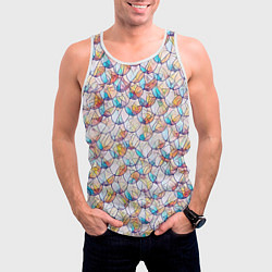 Майка-безрукавка мужская Разноцветная чешуя, цвет: 3D-белый — фото 2