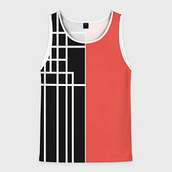 Майка-безрукавка мужская Черный и коралловый арт деко, цвет: 3D-белый