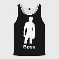 Майка-безрукавка мужская Boss of the gym on black, цвет: 3D-белый