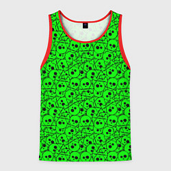Майка-безрукавка мужская Черепа на кислотно-зеленом фоне, цвет: 3D-красный