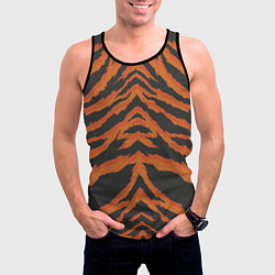 Майка-безрукавка мужская Шкура тигра оранжевая, цвет: 3D-черный — фото 2