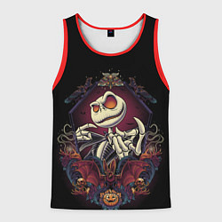 Майка-безрукавка мужская Скелет Хэллоуин, цвет: 3D-красный