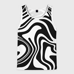 Майка-безрукавка мужская Черно-белые полосы Black and white stripes, цвет: 3D-белый
