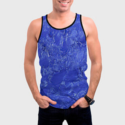 Майка-безрукавка мужская Синие мазки, цвет: 3D-черный — фото 2