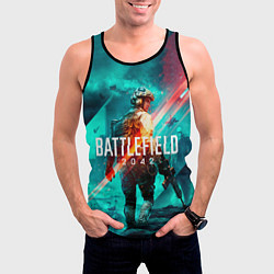 Майка-безрукавка мужская Battlefield 2042 игровой арт, цвет: 3D-черный — фото 2