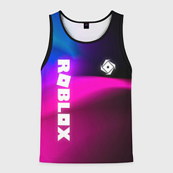 Майка-безрукавка мужская Роблокс лого х эмблема, цвет: 3D-черный