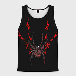 Майка-безрукавка мужская Красно белый паук, цвет: 3D-черный