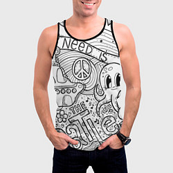 Майка-безрукавка мужская All you need is The Beatles Раскраска, цвет: 3D-черный — фото 2