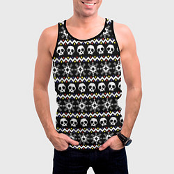 Майка-безрукавка мужская Свитер с черепами, цвет: 3D-черный — фото 2