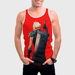 Майка-безрукавка мужская Клауд С мечом final fantasy, цвет: 3D-белый — фото 2