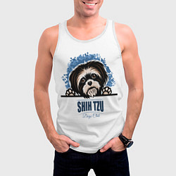 Майка-безрукавка мужская Ши-Тцу Shih-Tzu, цвет: 3D-белый — фото 2