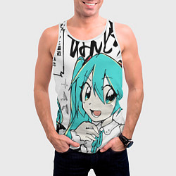Майка-безрукавка мужская Hatsune Miku Vocaloid, цвет: 3D-белый — фото 2