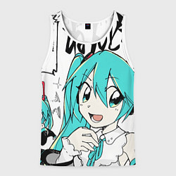 Майка-безрукавка мужская Hatsune Miku Vocaloid, цвет: 3D-белый