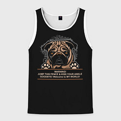 Майка-безрукавка мужская Собака Мопс, цвет: 3D-белый