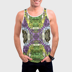 Майка-безрукавка мужская Коллекция Фрактальная мозаика Фиолетово-зеленый, цвет: 3D-белый — фото 2