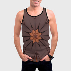 Майка-безрукавка мужская Абстрактный цветок Оранжевый, цвет: 3D-черный — фото 2
