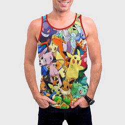 Майка-безрукавка мужская АНИМЕ, ПОКЕМОНЫ ВСЕ ПЕРСОНАЖИ POKEMON, цвет: 3D-красный — фото 2