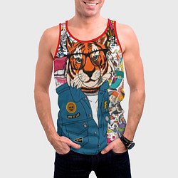 Майка-безрукавка мужская Стикербомбинг с тигром, цвет: 3D-красный — фото 2