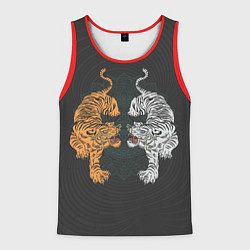 Майка-безрукавка мужская Два тигра, цвет: 3D-красный