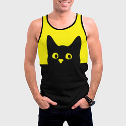 Майка-безрукавка мужская Котик голова кота, цвет: 3D-черный — фото 2