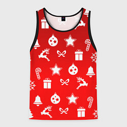 Мужская майка без рукавов Новогодний узор красный градиент