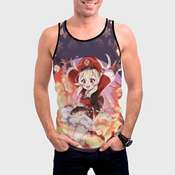 Майка-безрукавка мужская КЛИ ГЕРОИНЯ ГЕНШИН ИМПАКТ, НЕОНОВЫЕ СИМВОЛЫ, цвет: 3D-черный — фото 2