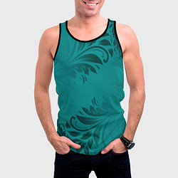 Майка-безрукавка мужская Малахитовые листья, цвет: 3D-черный — фото 2
