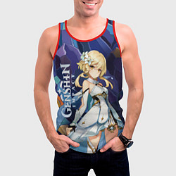 Майка-безрукавка мужская Люмин путешественница из Genshin Impact, цвет: 3D-красный — фото 2