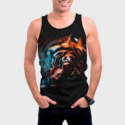 Майка-безрукавка мужская Красивый Тигр лежит, цвет: 3D-черный — фото 2