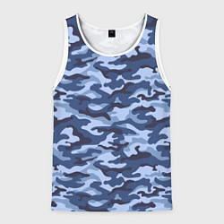 Майка-безрукавка мужская Синий Камуфляж Camouflage, цвет: 3D-белый