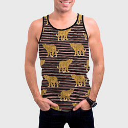 Майка-безрукавка мужская Леопарды паттерн, цвет: 3D-черный — фото 2