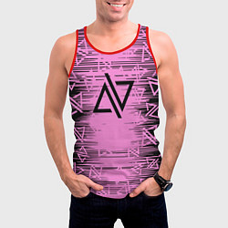 Майка-безрукавка мужская Adele - Паттерн логотипов, цвет: 3D-красный — фото 2