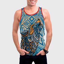 Майка-безрукавка мужская Синий волк в графике, цвет: 3D-красный — фото 2