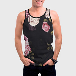Майка-безрукавка мужская РОЗЫ И ПИОНЫ, цвет: 3D-черный — фото 2