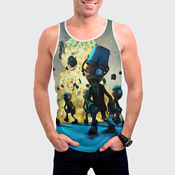 Майка-безрукавка мужская Plants vs Zombies зомби наступают, цвет: 3D-белый — фото 2