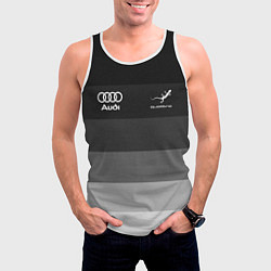 Майка-безрукавка мужская Audi, Ауди Серый градиент, цвет: 3D-белый — фото 2