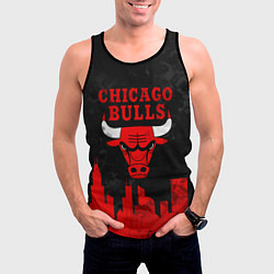 Майка-безрукавка мужская Chicago Bulls, Чикаго Буллз Город, цвет: 3D-черный — фото 2