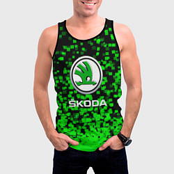 Майка-безрукавка мужская Skoda - Пиксели, цвет: 3D-черный — фото 2