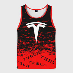 Майка-безрукавка мужская Tesla sport red, цвет: 3D-красный