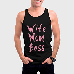 Майка-безрукавка мужская Wife Mom Boss, цвет: 3D-черный — фото 2