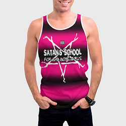 Майка-безрукавка мужская Satan school for bad boys and girls pink, цвет: 3D-белый — фото 2