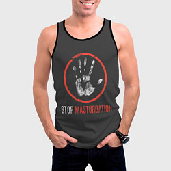 Майка-безрукавка мужская STOP MASTURBATION, цвет: 3D-черный — фото 2