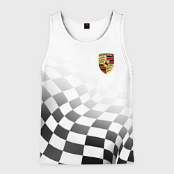 Майка-безрукавка мужская Porsche Порше Финишный флаг, цвет: 3D-белый