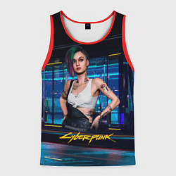 Майка-безрукавка мужская Judy Джуди Cyberpunk 2077, цвет: 3D-красный