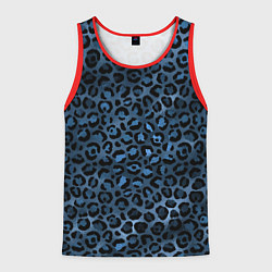 Майка-безрукавка мужская Синяя леопардовая шкура, цвет: 3D-красный