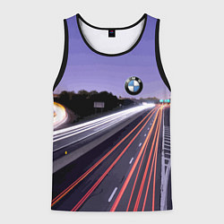 Майка-безрукавка мужская BMW Ночная трасса, цвет: 3D-черный