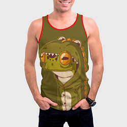 Майка-безрукавка мужская Лягуха в костюме динозавра, цвет: 3D-красный — фото 2