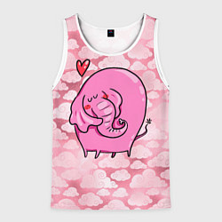 Майка-безрукавка мужская Розовый влюбленный слон, цвет: 3D-белый
