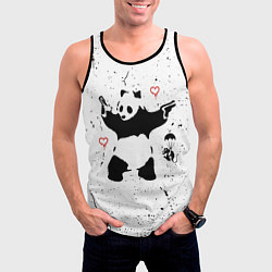 Майка-безрукавка мужская BANKSY БЭНКСИ панда, цвет: 3D-черный — фото 2