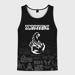 Майка-безрукавка мужская Scorpions логотипы рок групп, цвет: 3D-черный